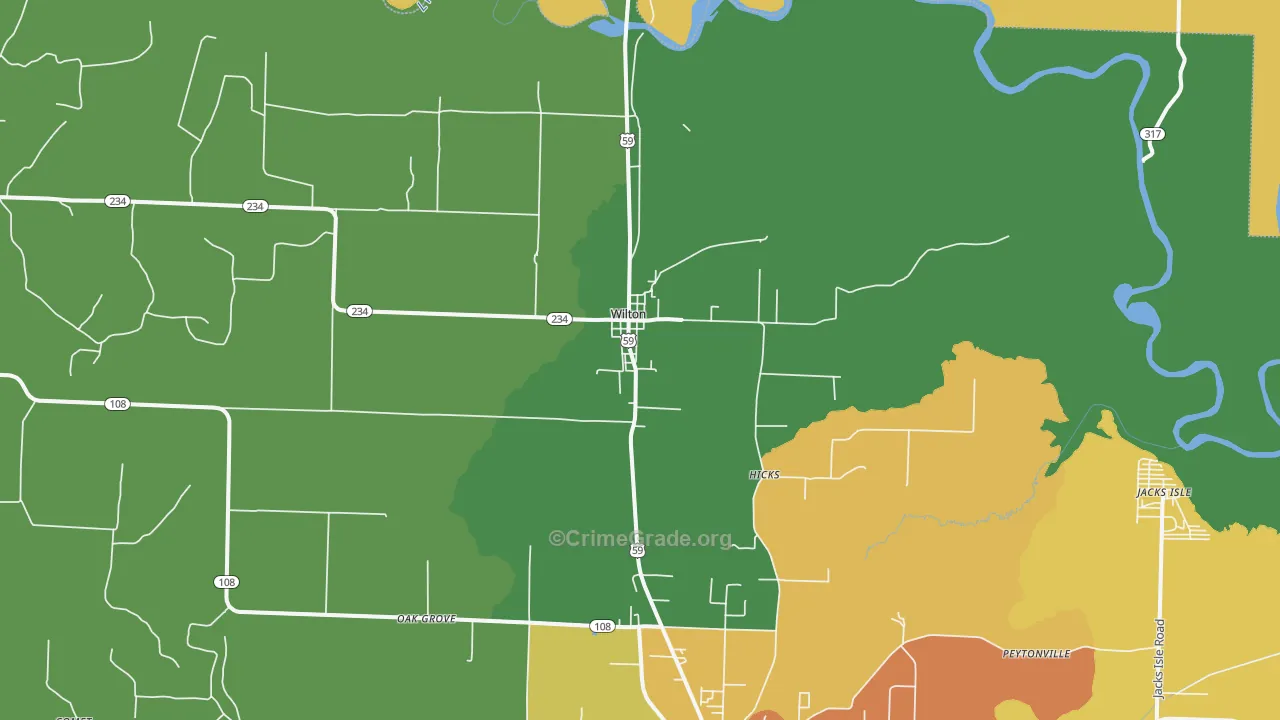 Wilton, AR Map of Burglary Rates