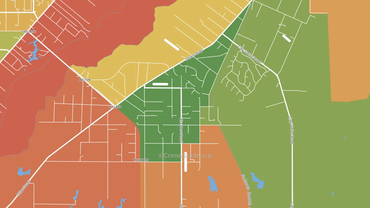 Wilton, CA Map of Burglary Rates