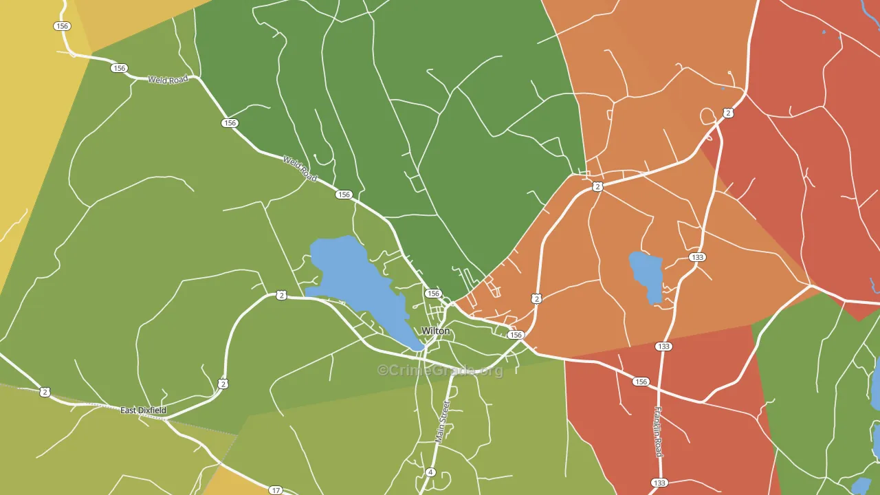 Wilton, ME Map of Burglary Rates