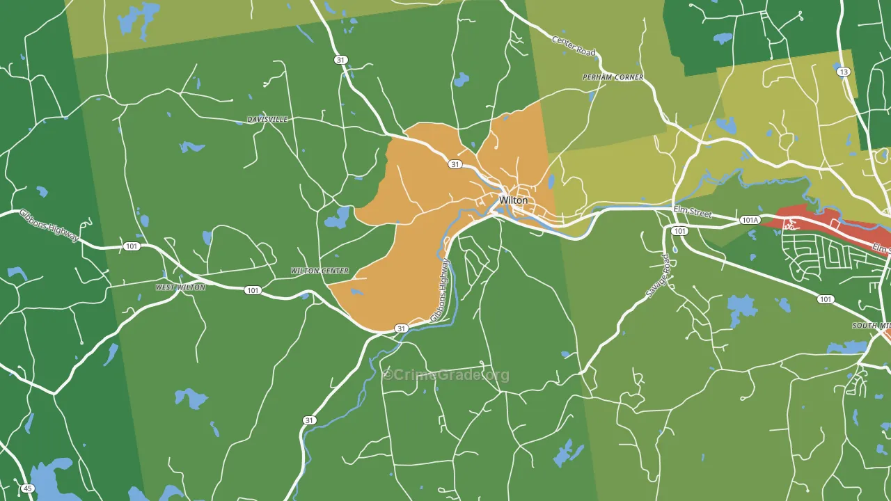 Wilton, NH Map of Burglary Rates