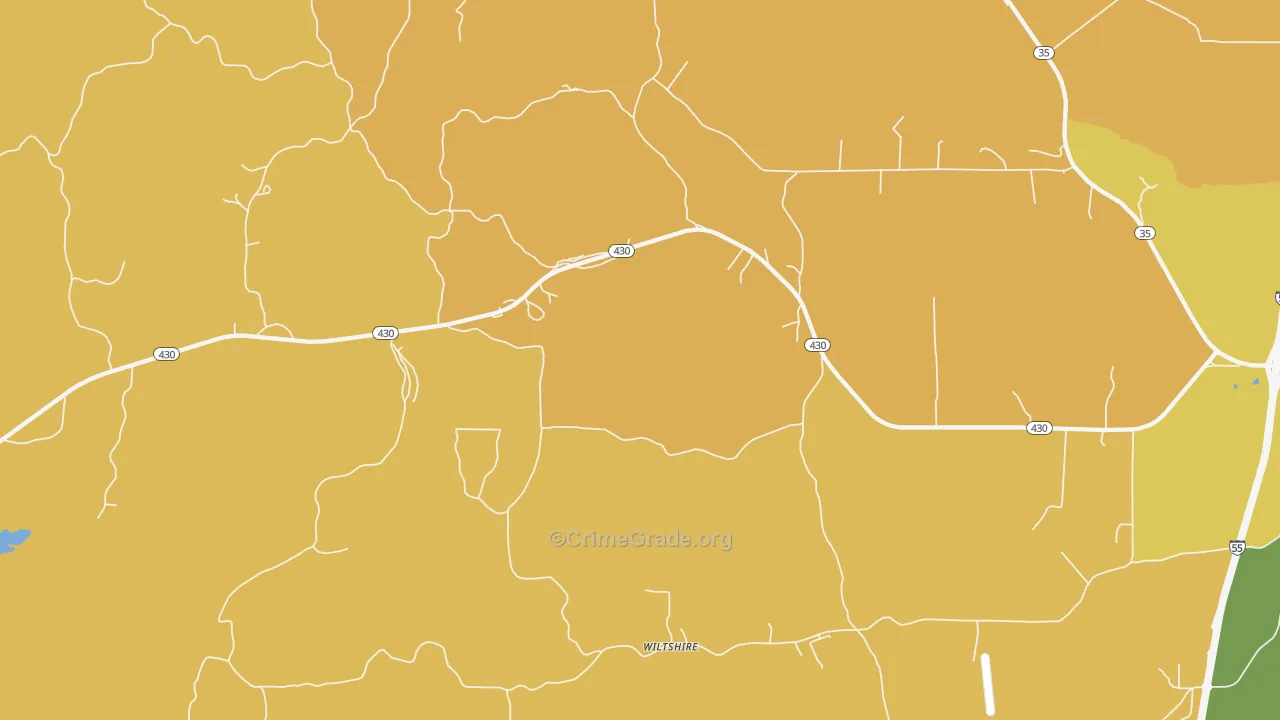 Wiltshire, MS Map of Burglary Rates