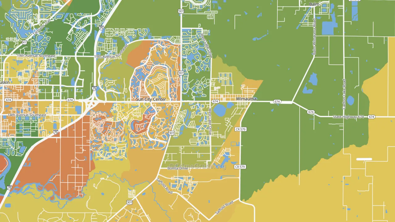 Wimauma, FL Map of Burglary Rates