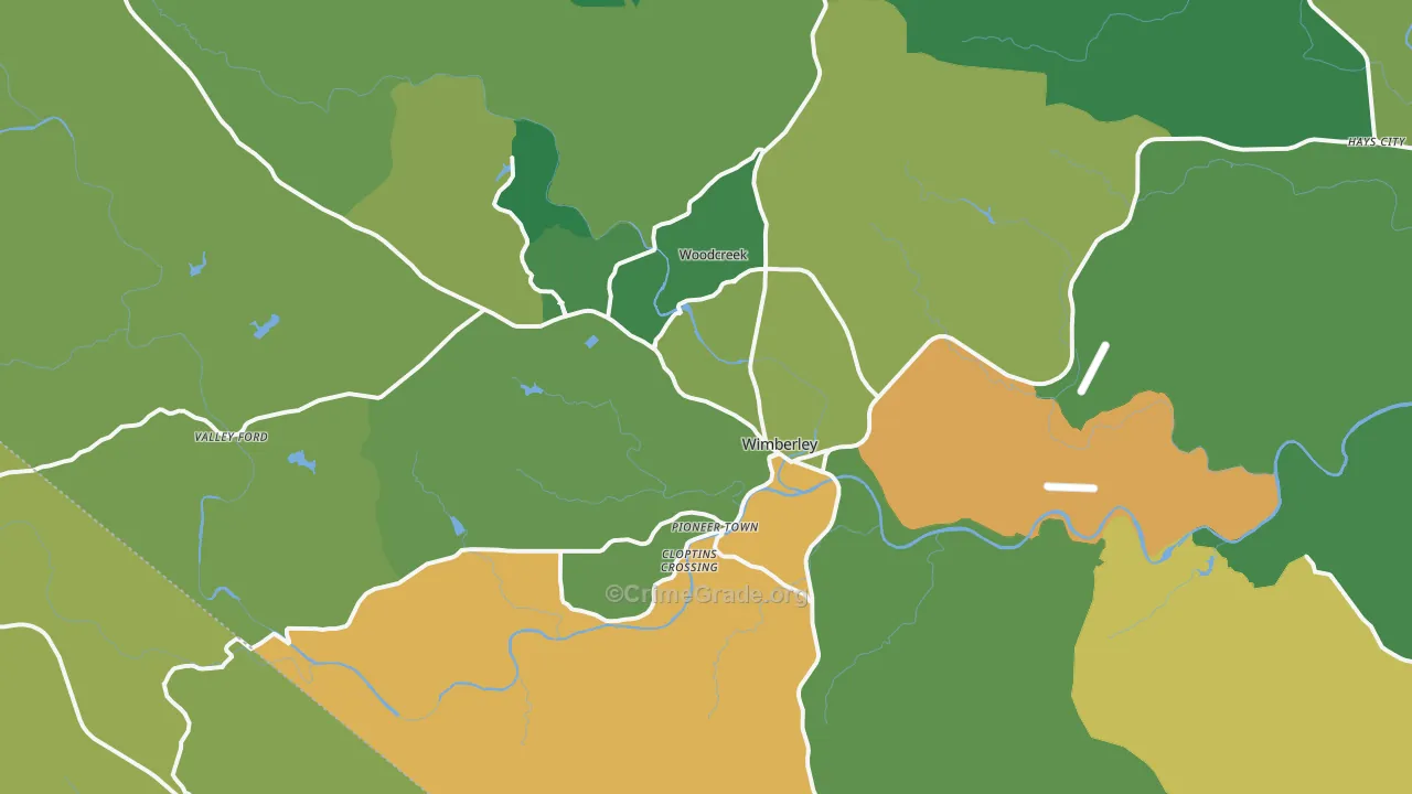 Wimberley, TX Map of Burglary Rates