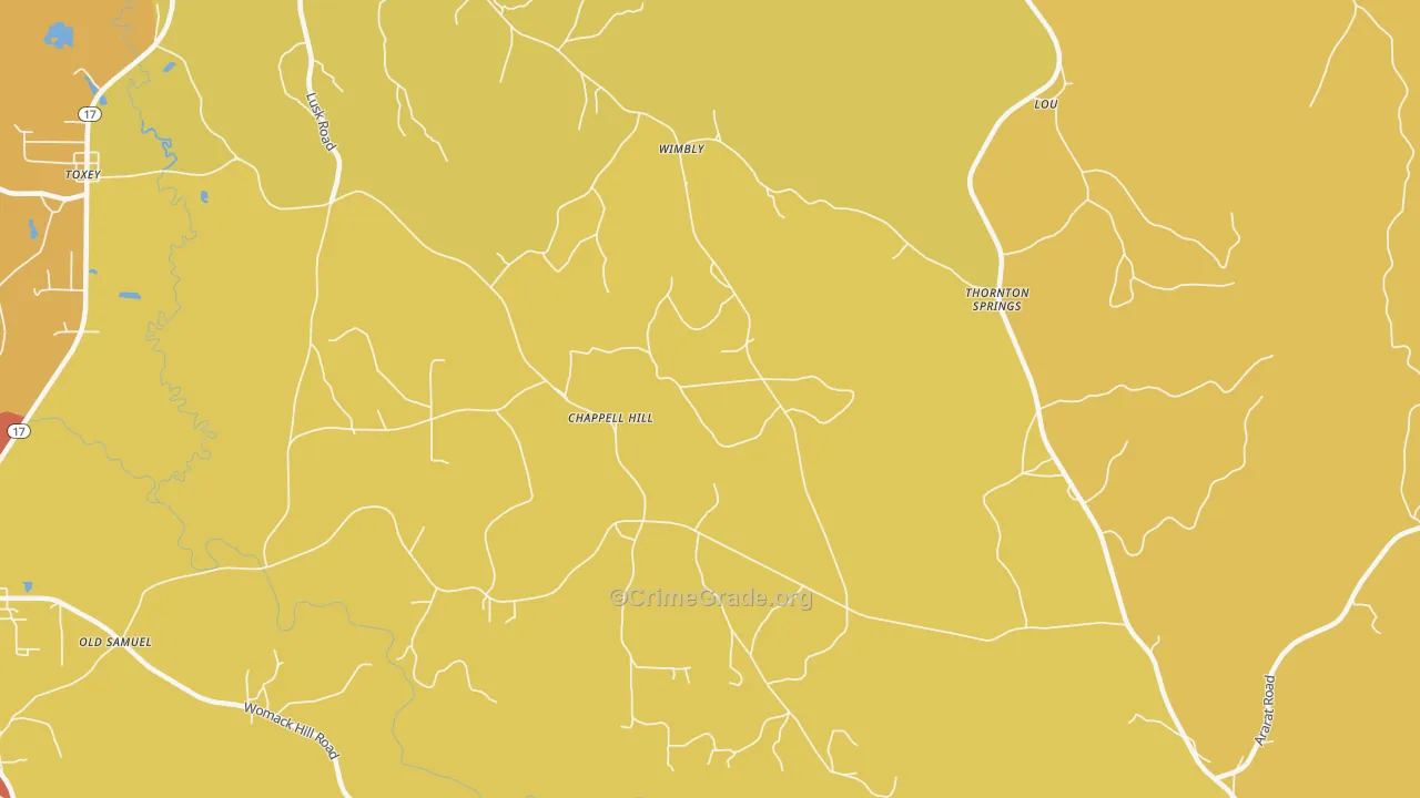 Wimberly, AL Map of Burglary Rates