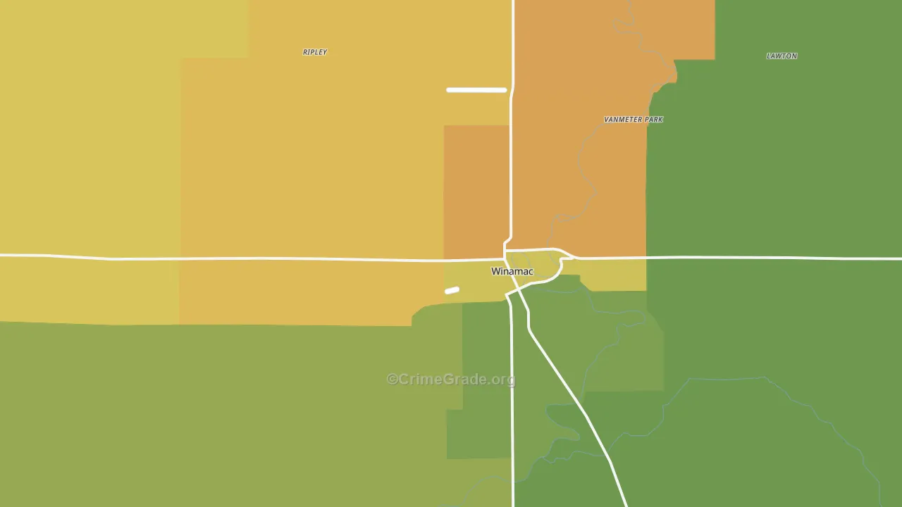 Winamac, IN Map of Burglary Rates