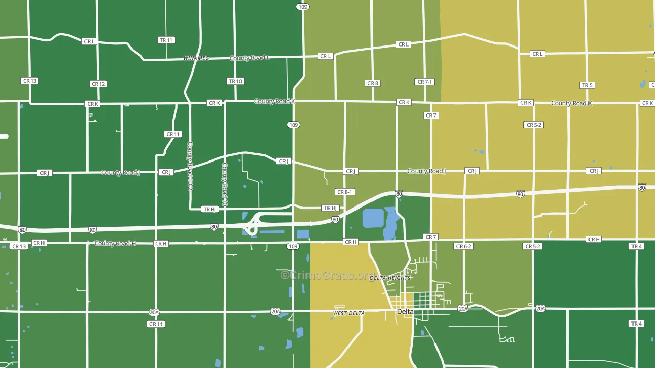 Winameg, OH Map of Burglary Rates