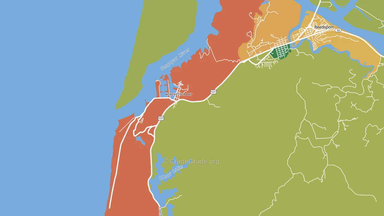 Winchester Bay, OR Map of Burglary Rates