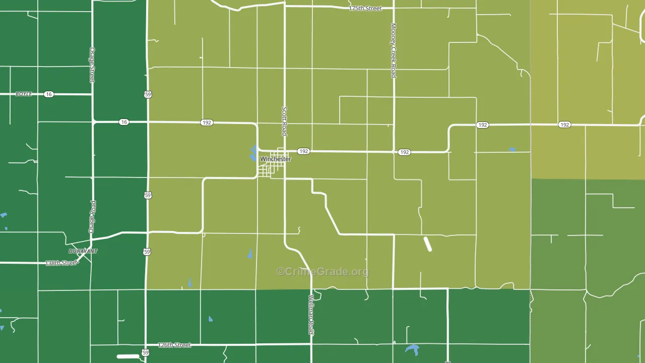 Winchester, KS Map of Burglary Rates