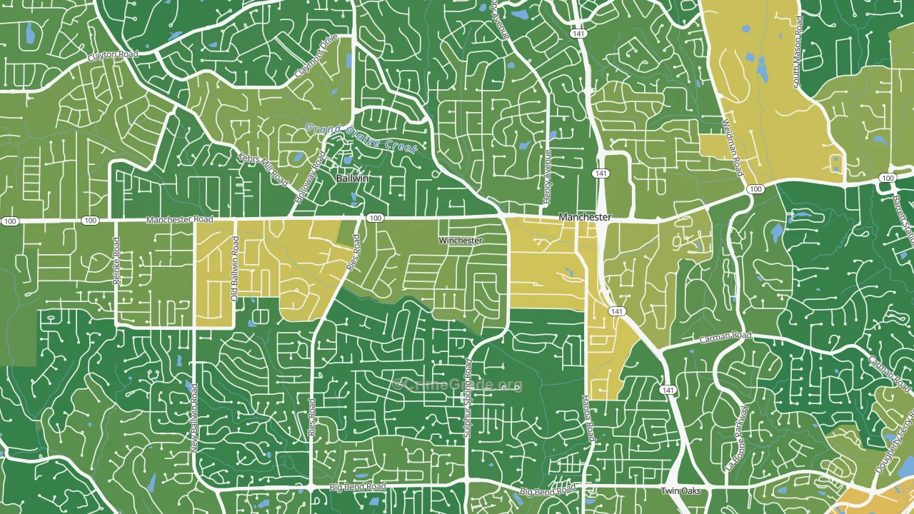 Winchester, MO Map of Burglary Rates