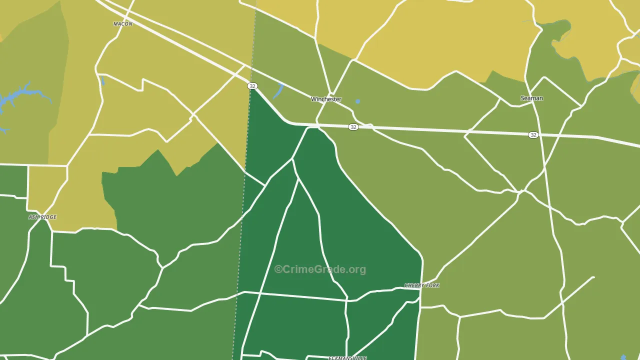 Winchester, OH Map of Burglary Rates