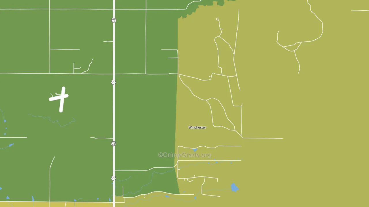 Winchester, OK Map of Burglary Rates