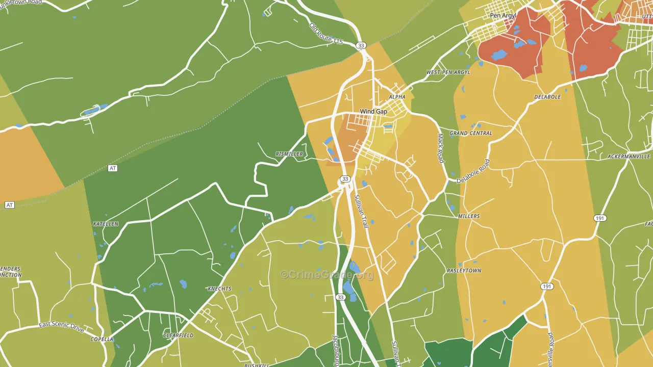 Wind Gap, PA Map of Burglary Rates