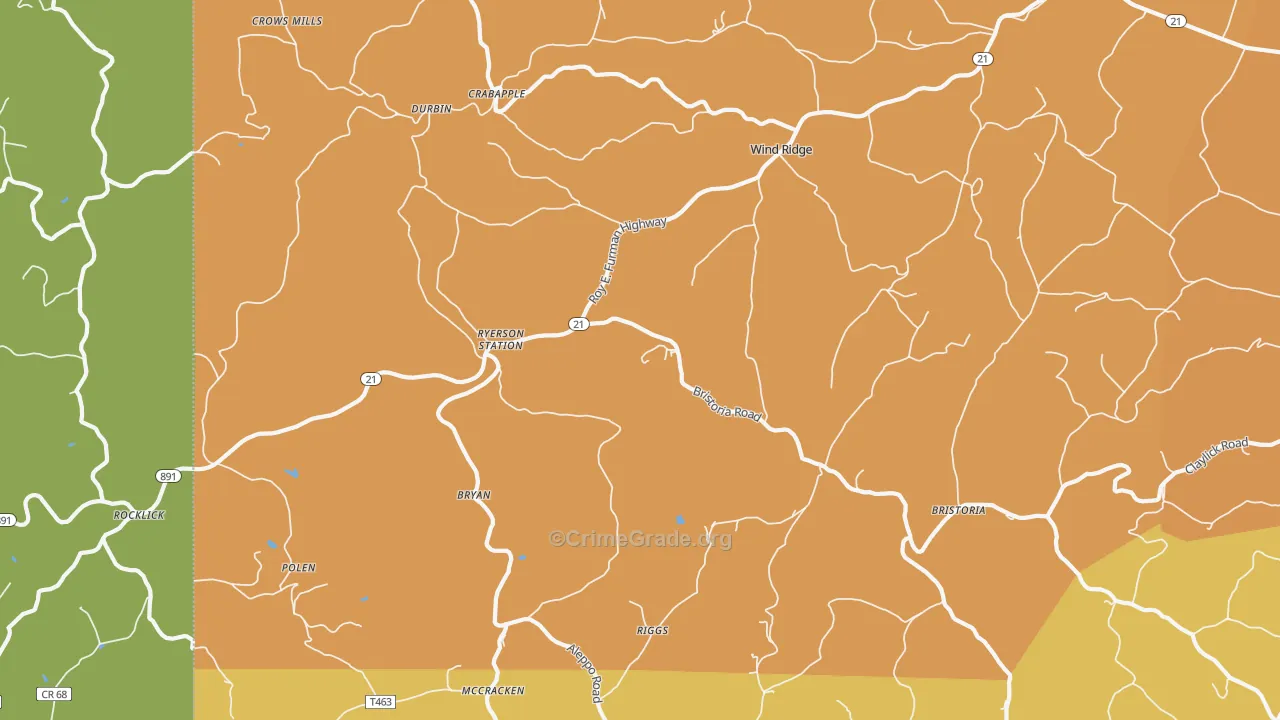 Wind Ridge, PA Map of Burglary Rates