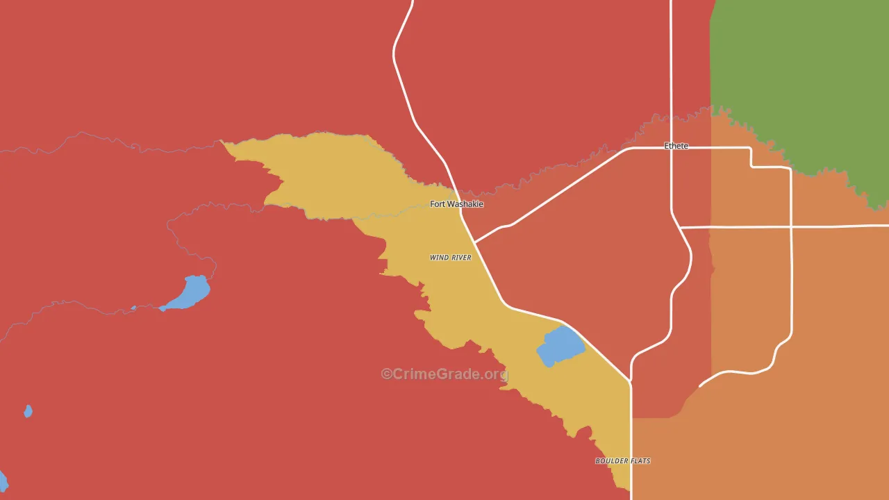 Wind River, WY Map of Burglary Rates