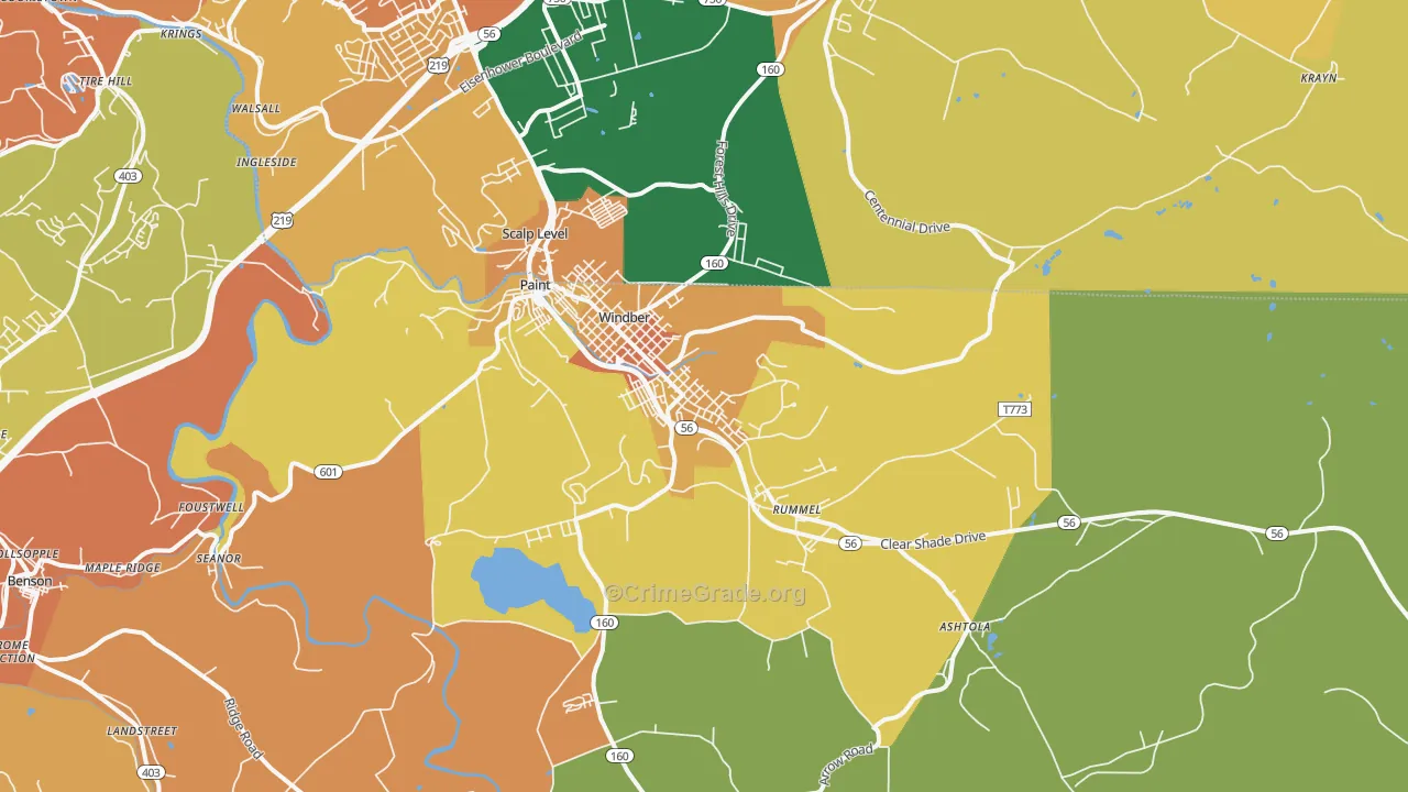 Windber, PA Map of Burglary Rates