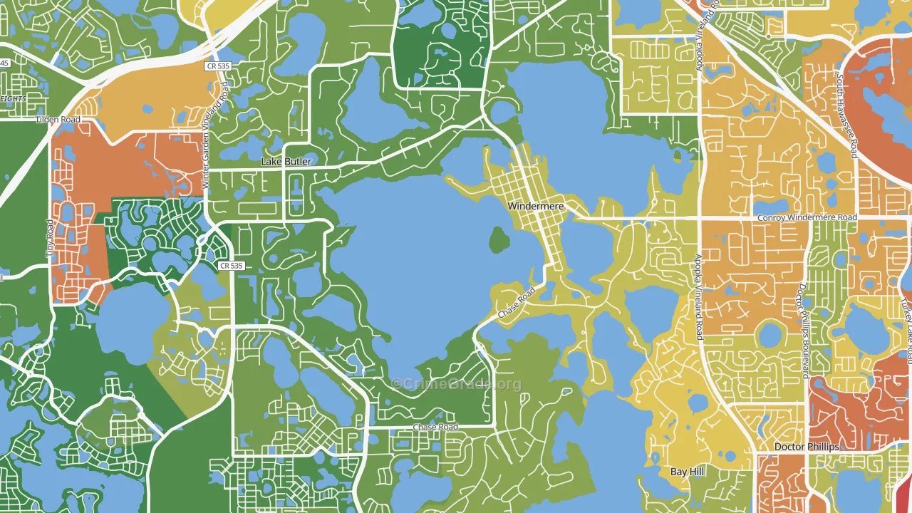 Windermere, FL Map of Burglary Rates