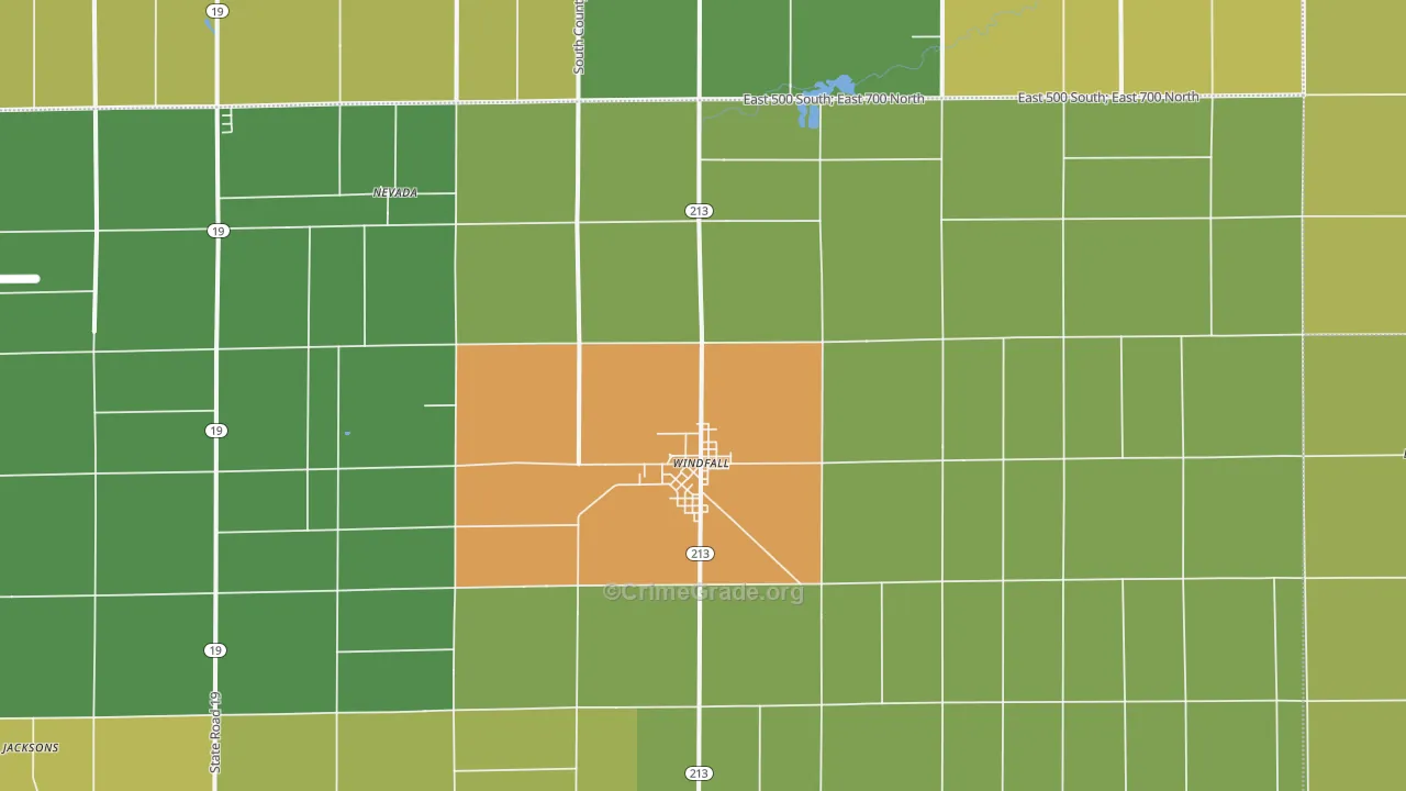 Windfall, IN Map of Burglary Rates