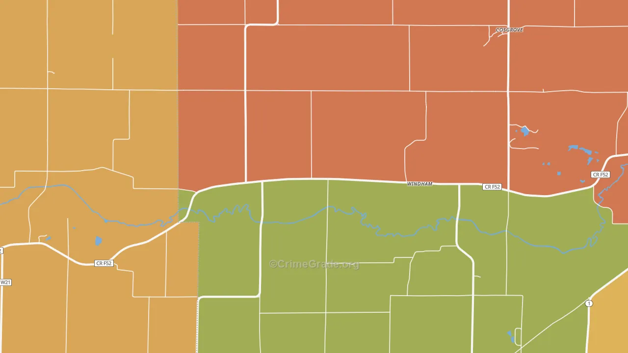 Windham, IA Map of Burglary Rates