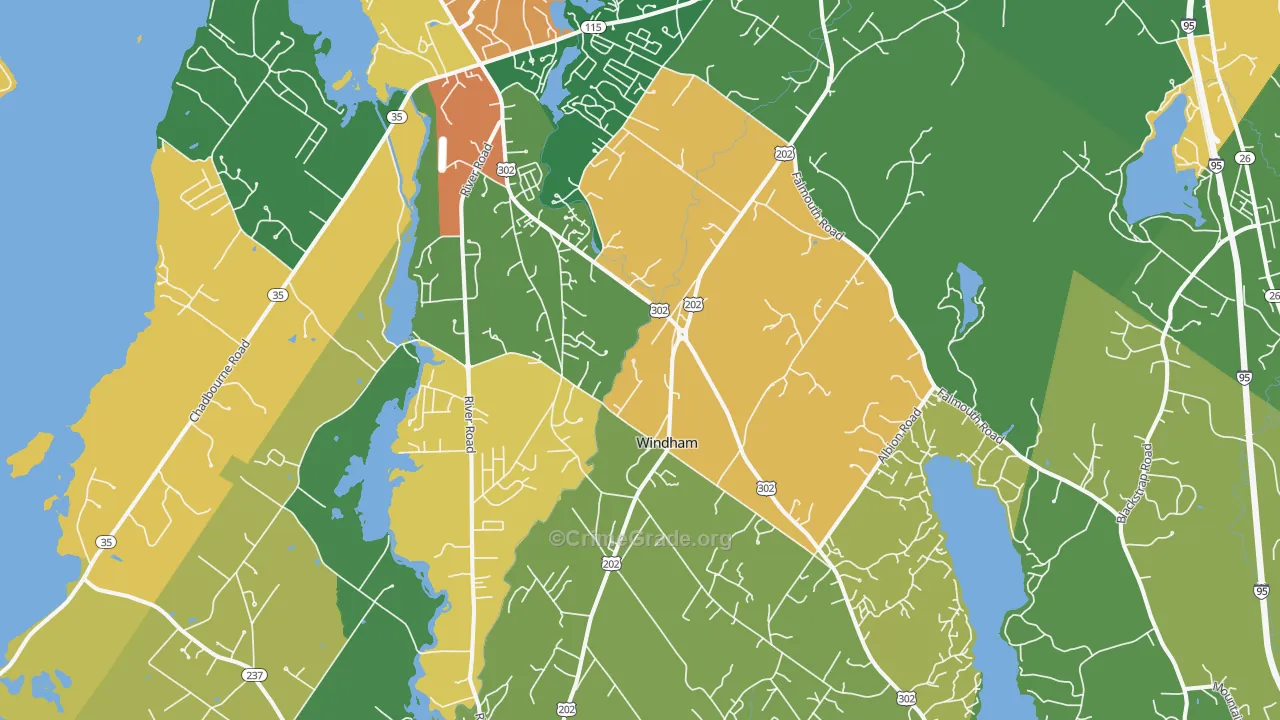 Windham, ME Map of Burglary Rates