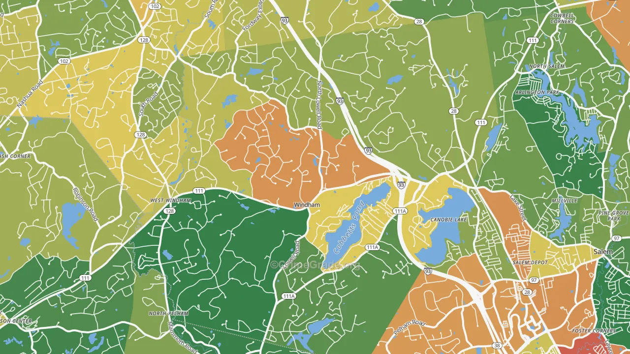 Windham, NH Map of Burglary Rates
