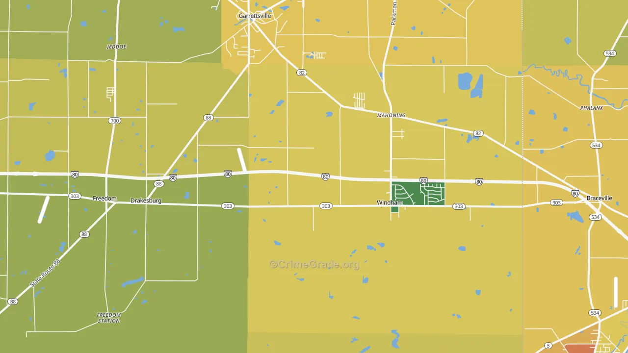 Windham, OH Map of Burglary Rates