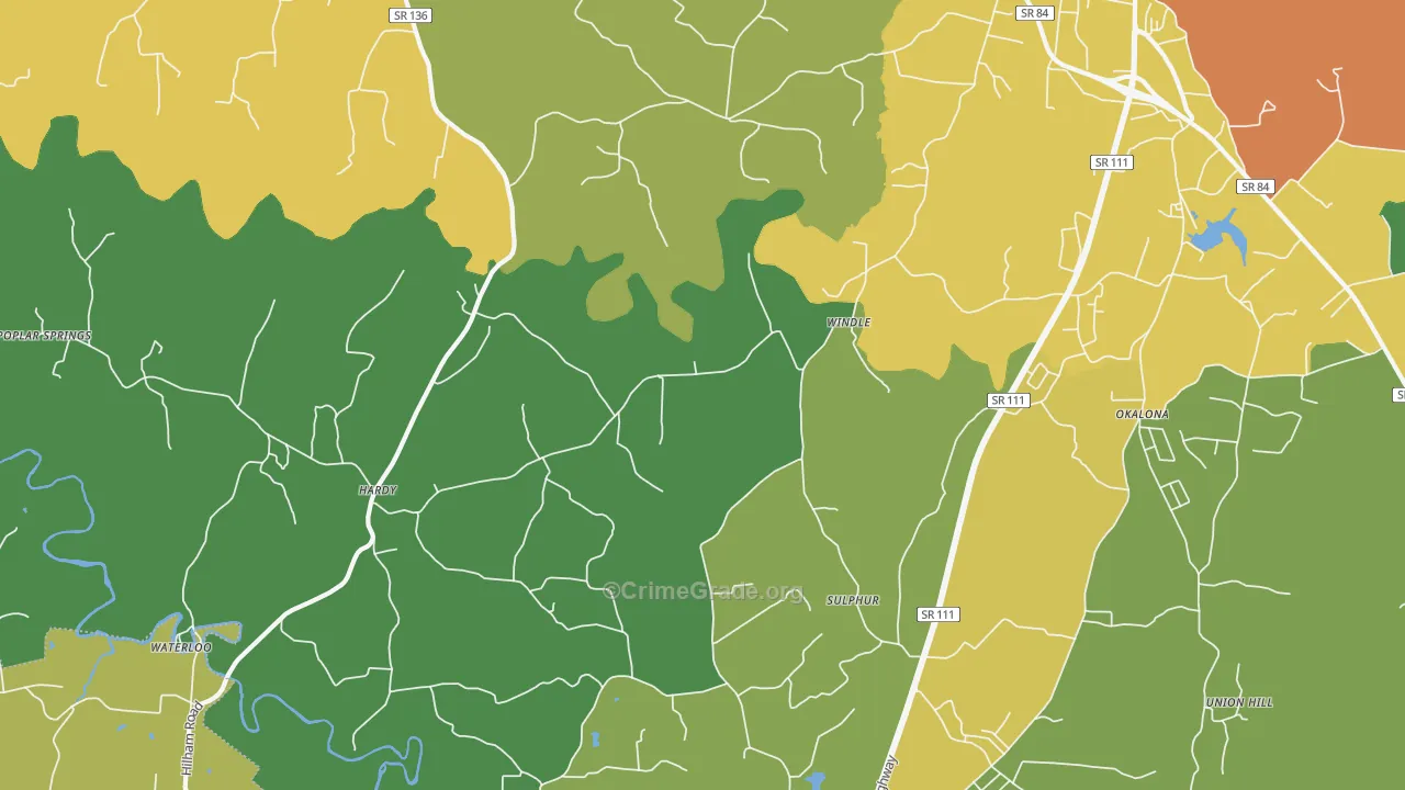 Windle, TN Map of Burglary Rates