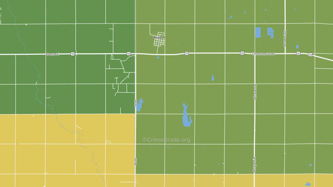 Windom, KS Map of Burglary Rates