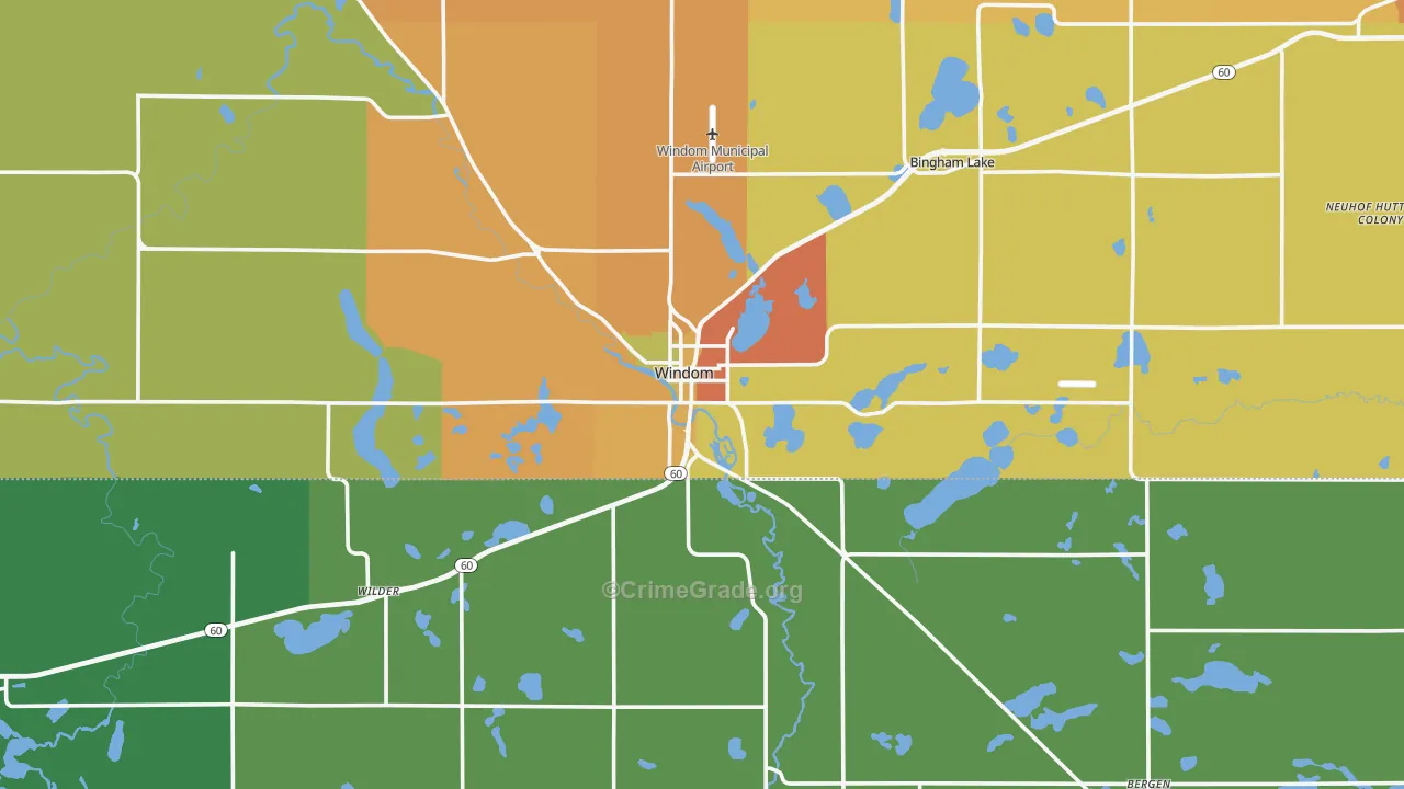 Windom, MN Map of Burglary Rates