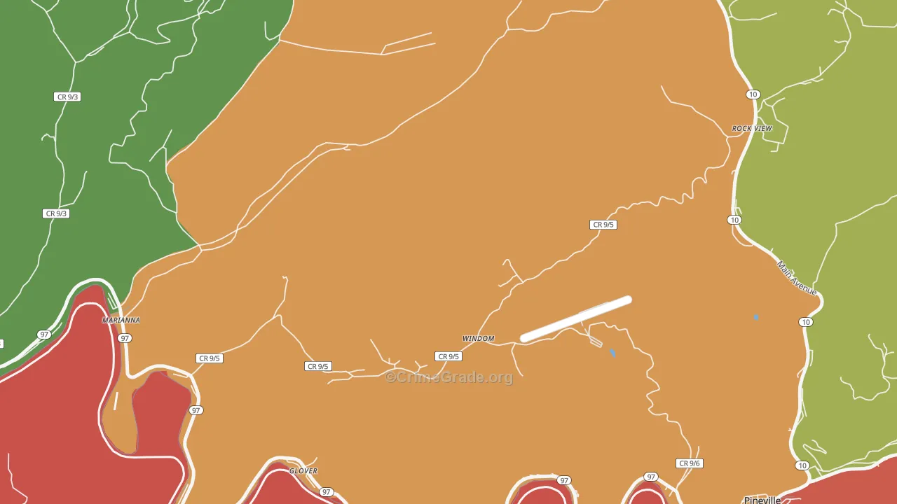 Windom, WV Map of Burglary Rates