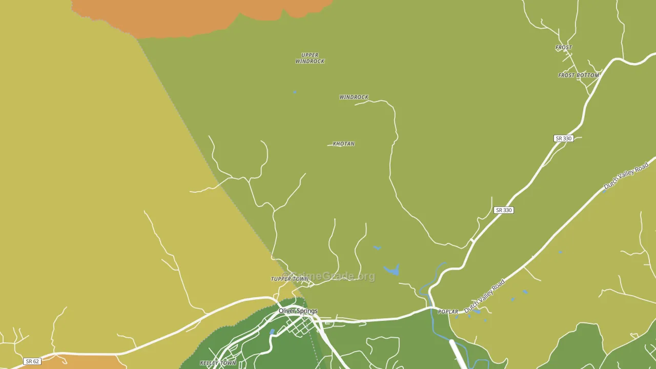 Windrock, TN Map of Burglary Rates