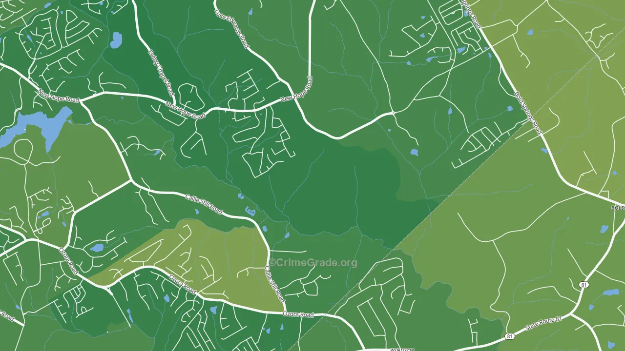 Windsor, GA Map of Burglary Rates