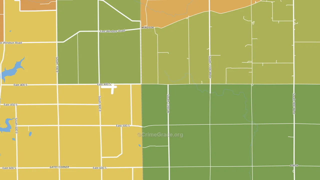 Windsor, IN Map of Burglary Rates