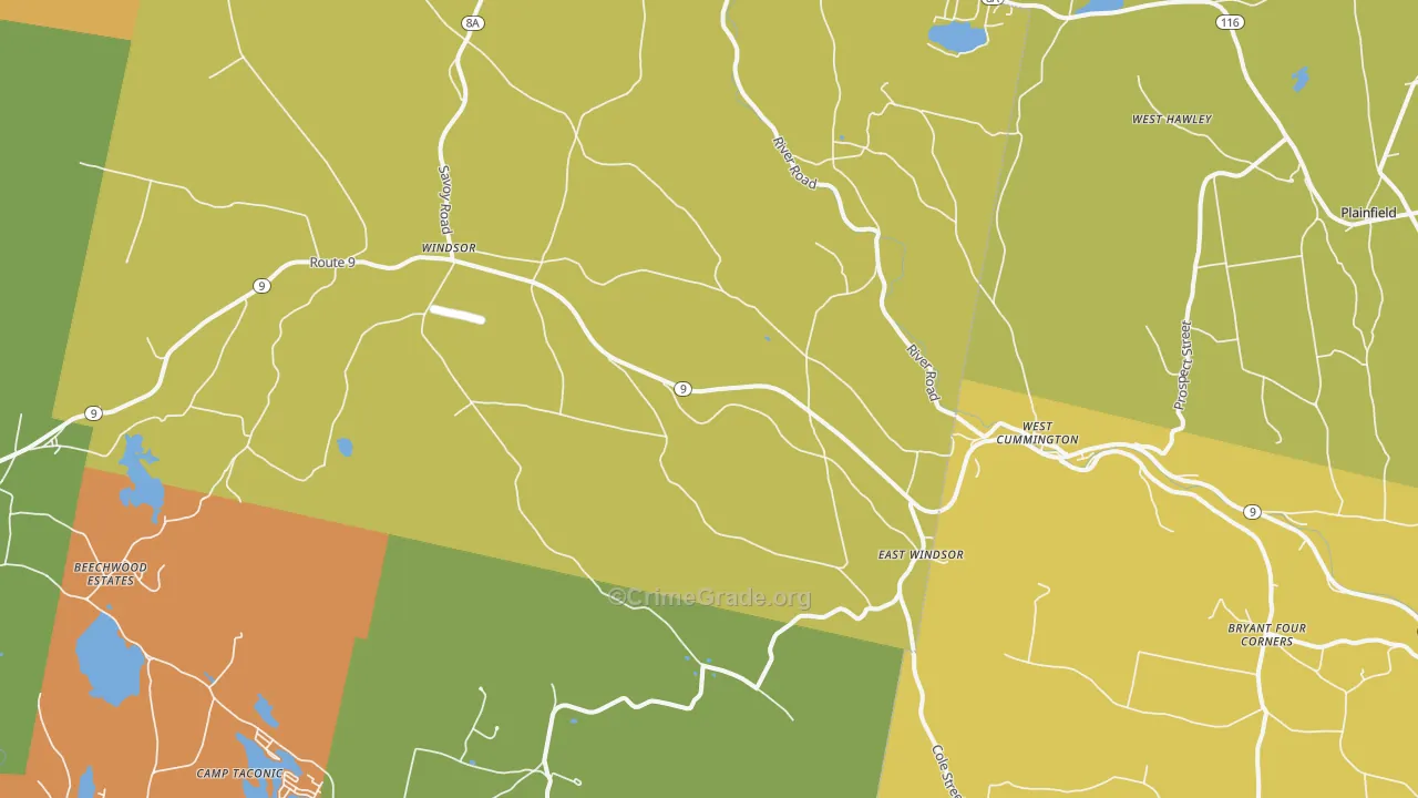 Windsor, MA Map of Burglary Rates