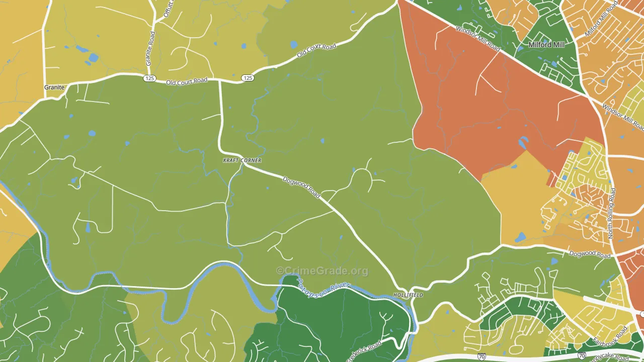 Windsor Mill, MD Map of Burglary Rates