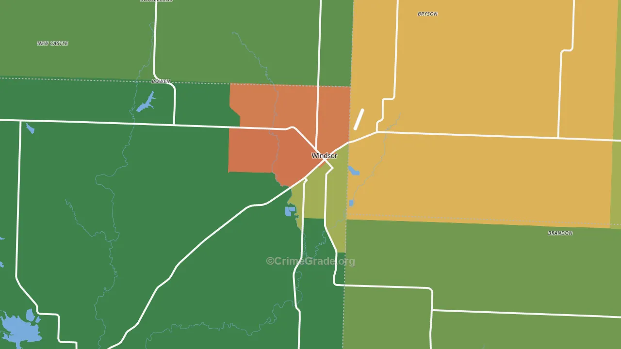 Windsor, MO Map of Burglary Rates