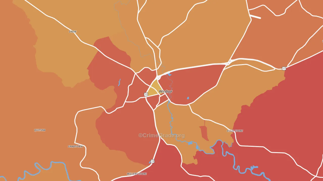 Windsor, NC Map of Burglary Rates