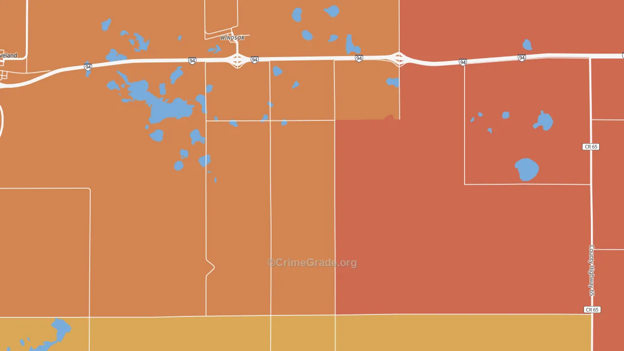 Windsor, ND Map of Burglary Rates