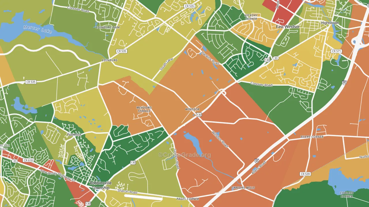Windsor, NJ Map of Burglary Rates
