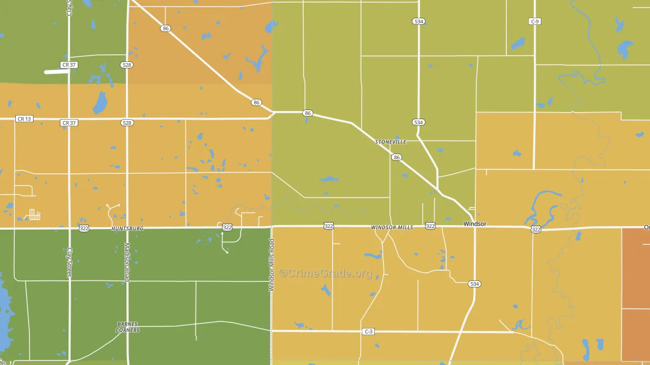 Windsor, OH Map of Burglary Rates