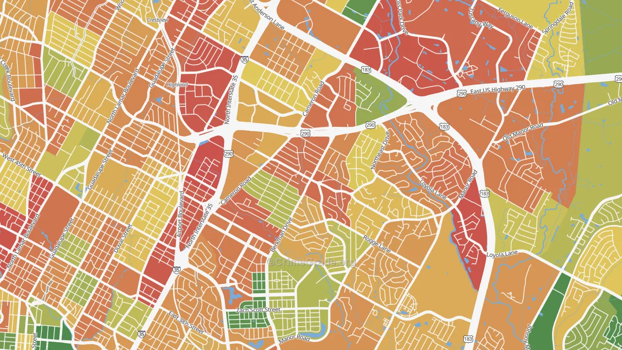 Windsor Park, Austin, TX Map of Burglary Rates