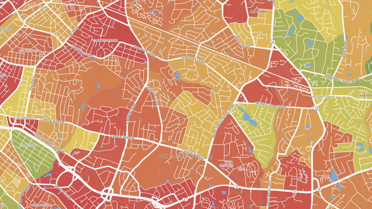 Windsor Park, Charlotte, NC Map of Burglary Rates