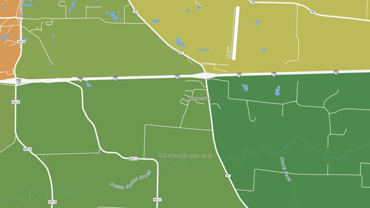 Windsor Place, MO Map of Burglary Rates