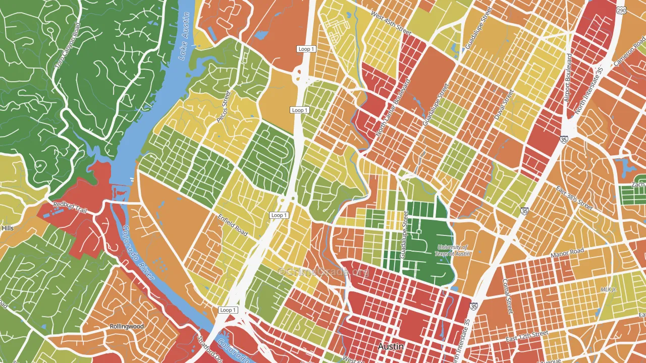 Windsor Road, Austin, TX Map of Burglary Rates