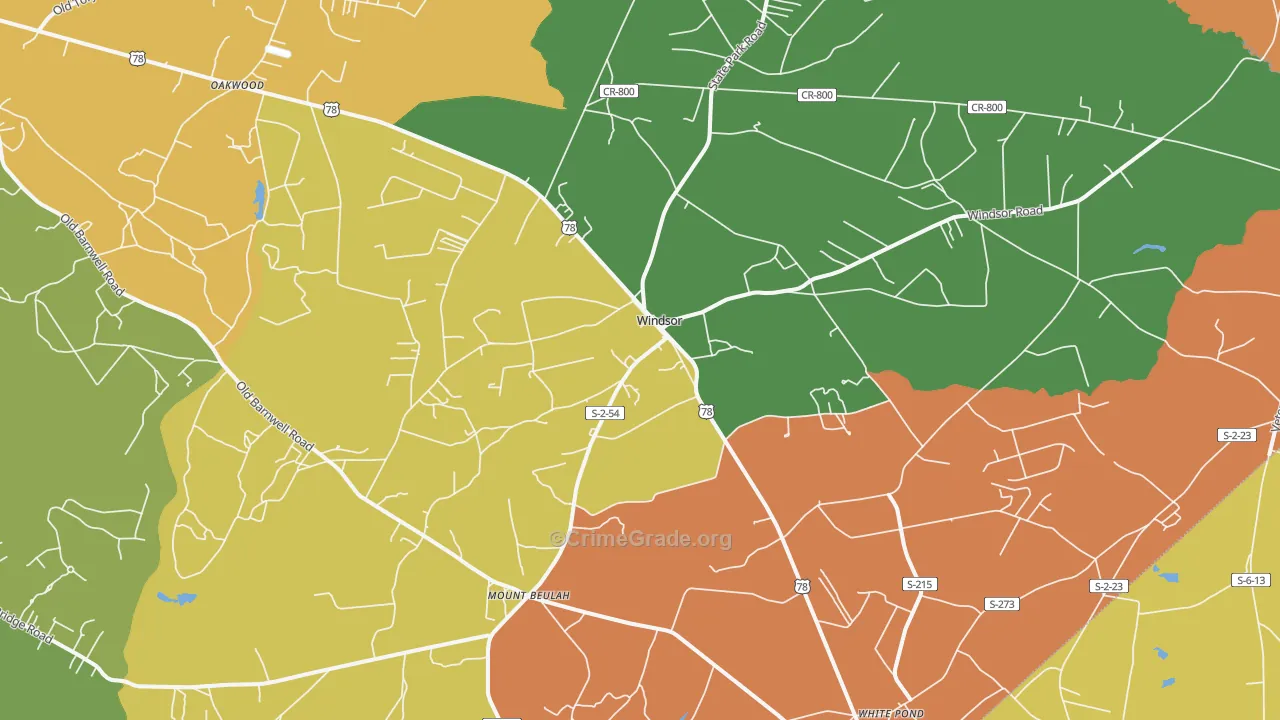 Windsor, SC Map of Burglary Rates