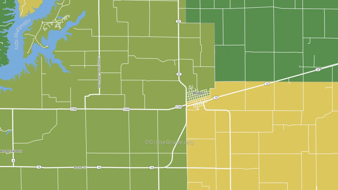 Windsor Shelby County, IL Map of Burglary Rates