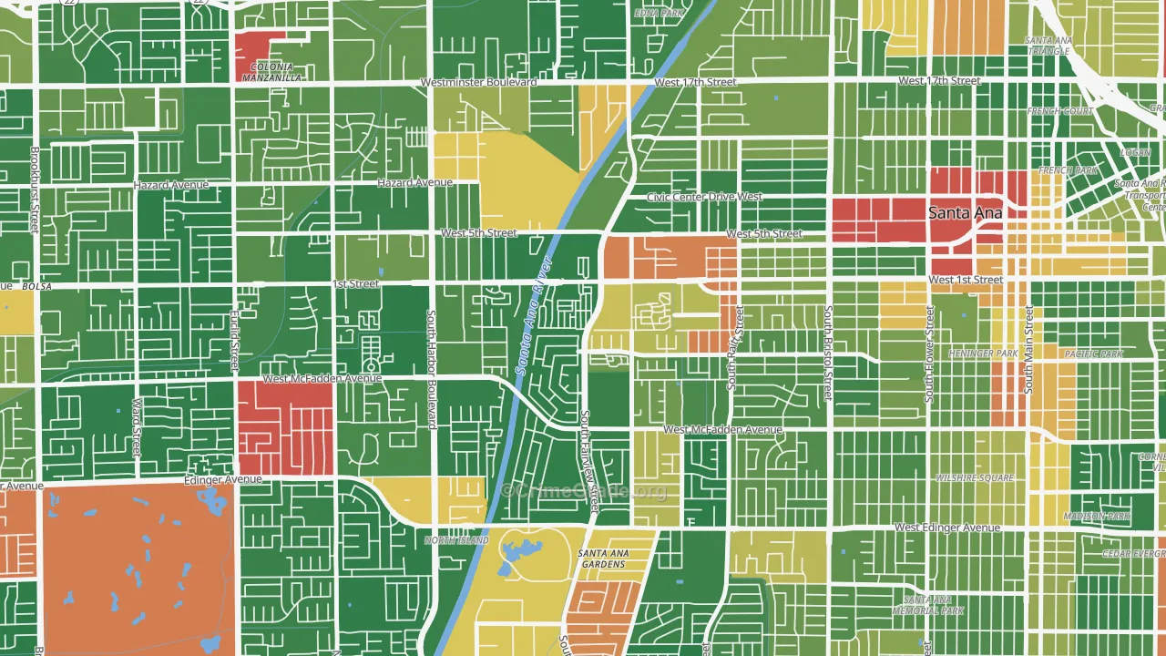 Windsor Village North, Santa Ana, CA Map of Burglary Rates