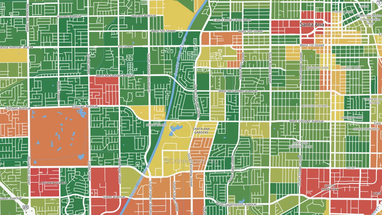 Windsor Village, Santa Ana, CA Map of Burglary Rates