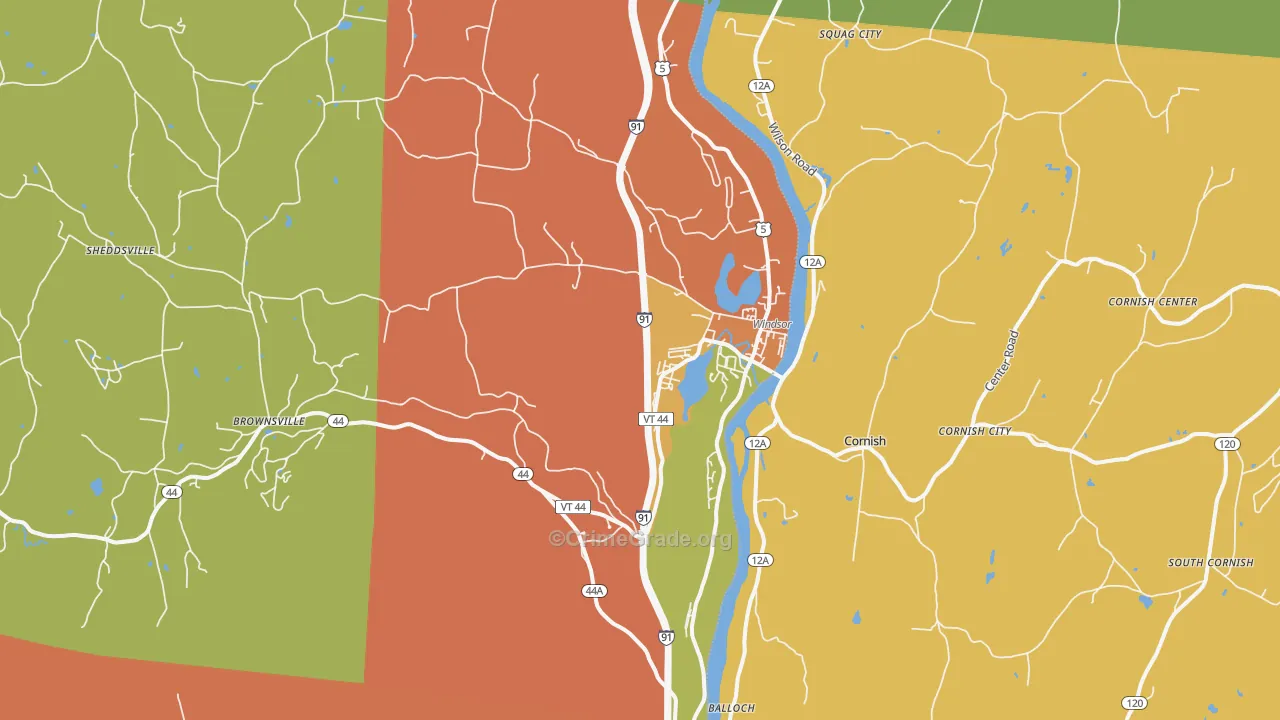 Windsor, VT Map of Burglary Rates