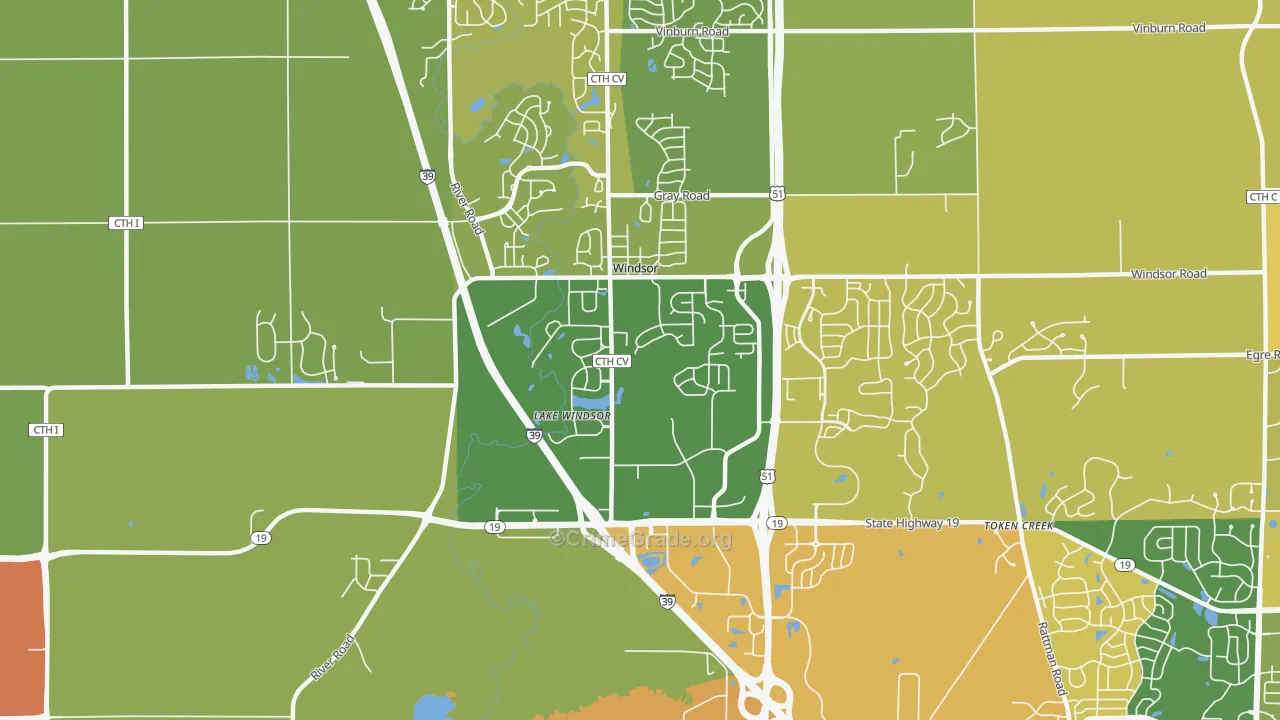 Windsor, WI Map of Burglary Rates