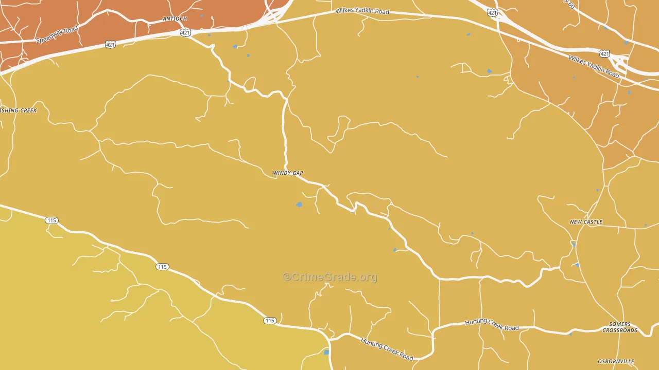 Windy Gap, NC Map of Burglary Rates